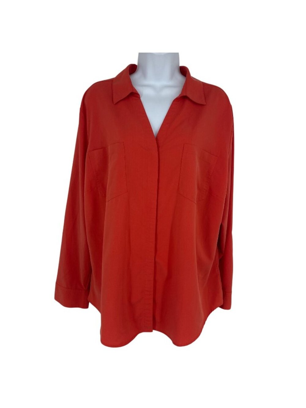 Chico's Women's Long-Sleeve Button-Up Collared Relaxed Fit Blouse Size 3 US XL